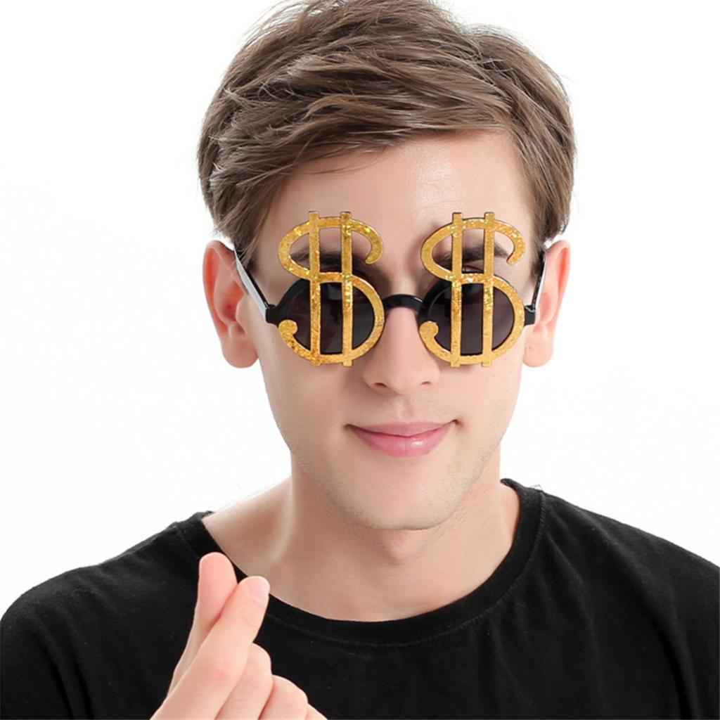 2 stk bling us dollar tegn briller ring kostume big daddy alfons dress up rekvisitter