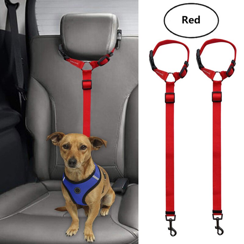 Verstelbare Hond Auto Veiligheidsgordel Reflecterende Huisdier Veiligheid Seat Belt Clip Buckle Tether Duurzaam Reizen Riem Lood Thuis Huisdier Product Gadget: red