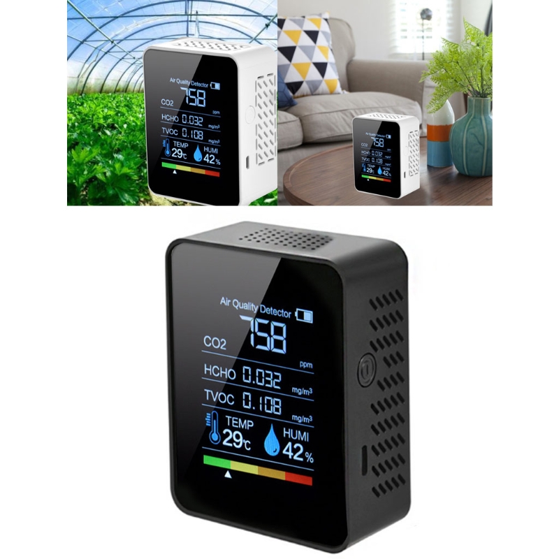 CO2 Meter Digital Temperature Humidity Sensor Tester Air Monitor Carbon Dioxide TVOC HCHO Detector