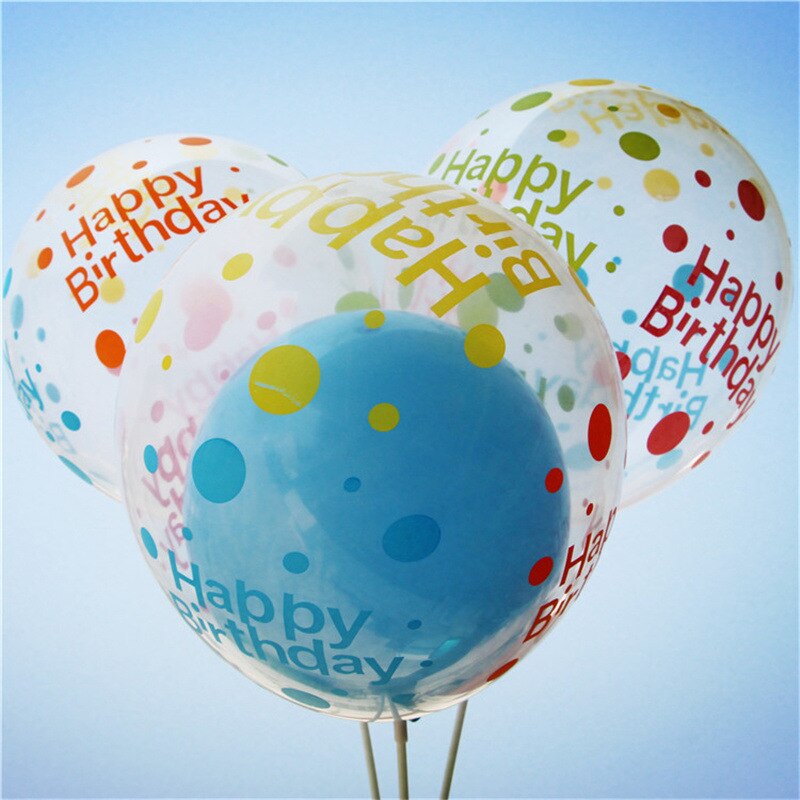 12-inch transparent printed happy birthday round latex balloons happy birthday party decoration balloons: Default Title