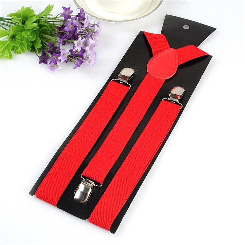 Vrouwen Mannen Verstelbare Vorm Elastische Clip-On Jarretelle Drie Clip Broek Bretels Bruiloft Strap Party Riem Mode Accessoires: Red