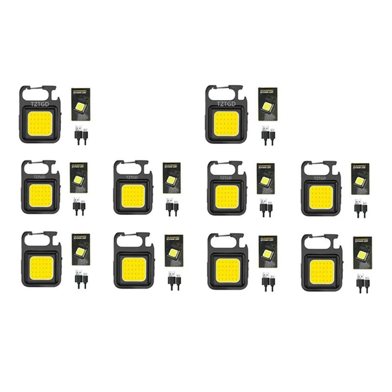 1-10PCS Mini LED 1000LM Zaklamp Sleutelhanger Multifunctionele Draagbare COB Camping Lampen USB Opladen Werklampen Vissen Lanterna: Lavendel