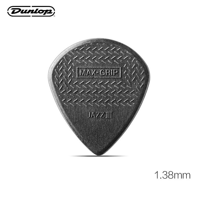 Dunlop Guitar Picks Nylon Max Grip Jazz III Carbon Fiber Flatpick Guitar Pick Stiffo Plectrum Mediator Gauge 1.38mm Guitar Picks: Grey 1pc