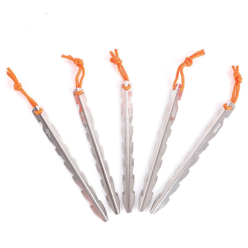 304 Stainless Steel Titanium Tent Peg V Shape Titanium Spike Windproof Outdoor Camping Ground Nails Traveling Tent Accessories