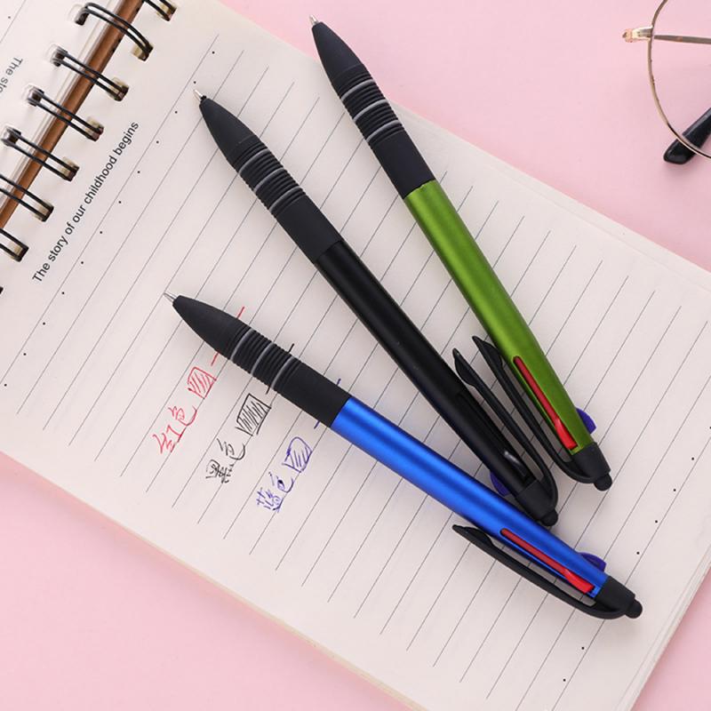 5/3/1 Pcs 0.5mm Three-color Ball-point Pen Touch Screen Paint Process Rubber Sheath Writing Smooth Signature Pen: 3pcs  random color
