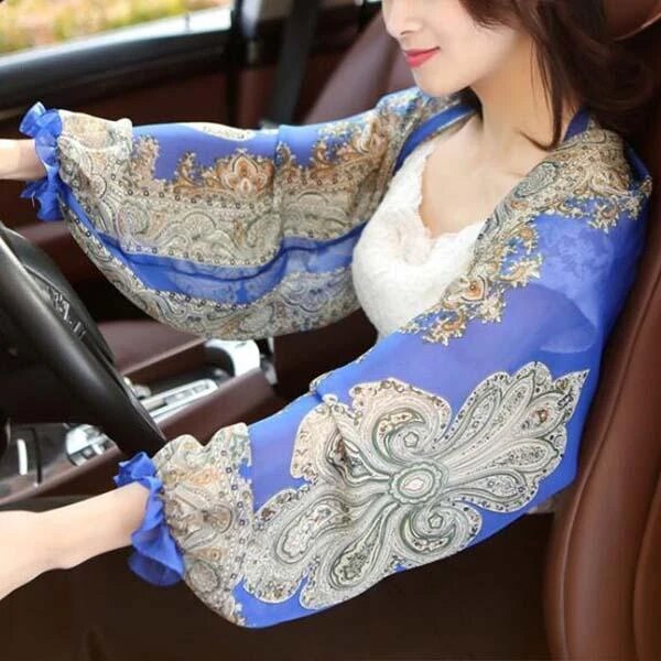 Ultralight Ademend Sunproof Mouw Shawl Geplooide Zomer Vrouwelijke Sjaals Effen Ruches Strand Chiffon Sjaal Voor Vrouwen