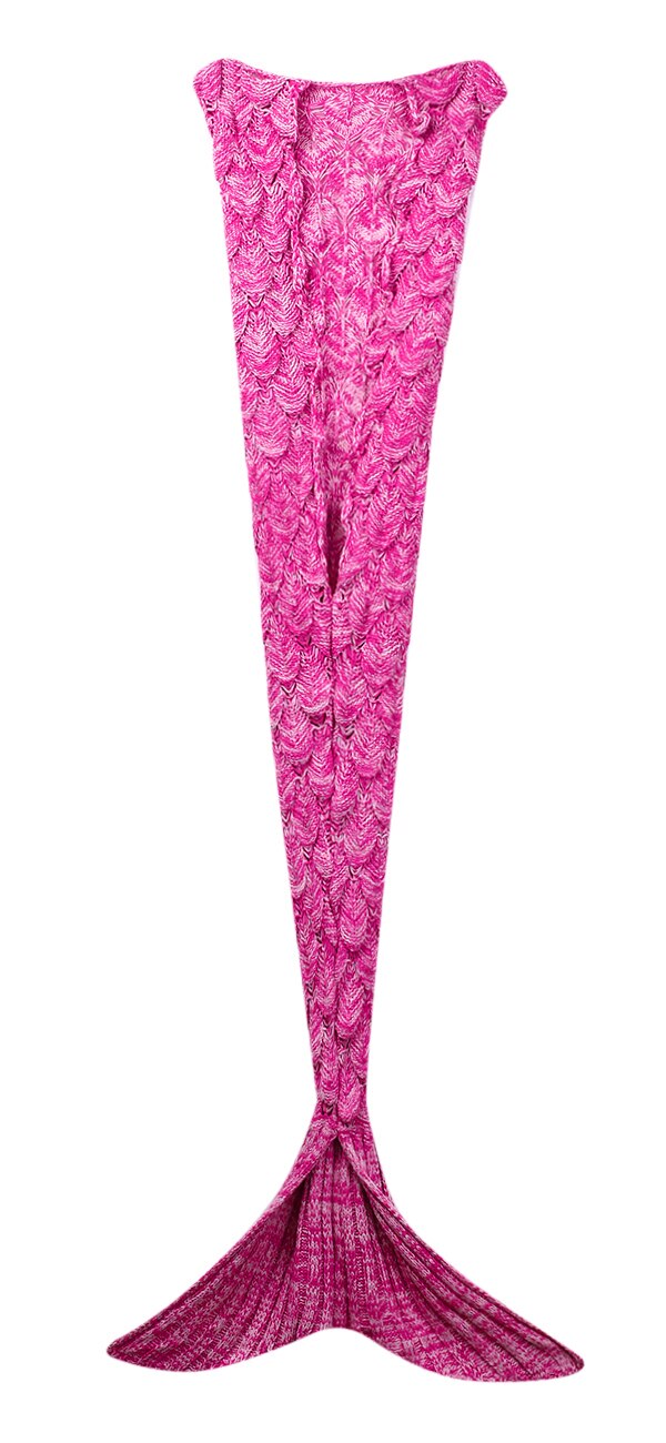 Børne strikket havfrue hale tæppe sengetøj sofa sovepose jule havfrue stick nål garn hale smide seng wrap tæppe: D