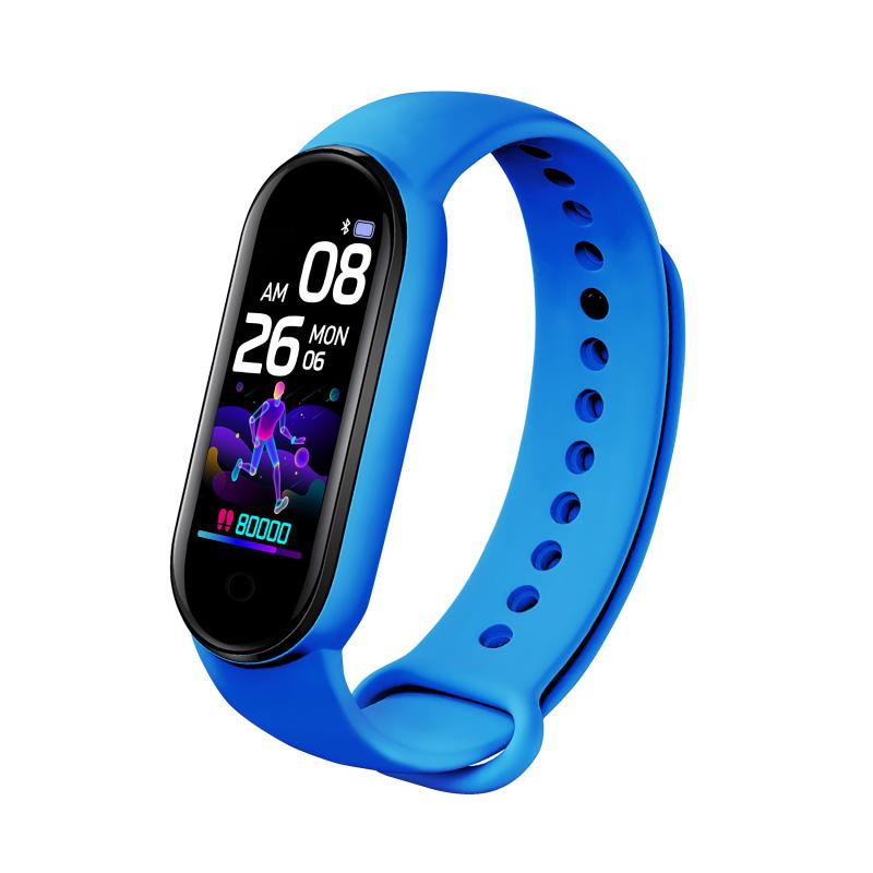 M5 smarta sportband fitness tracker stegräknare pulsmätare blodtrycksmätare bluetooth smartband armband stegräknare fitness: Blå