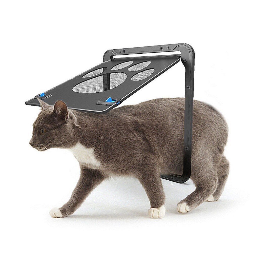 Puerta de plástico con cerradura de 4 vías para mascotas, perros grandes, gatos, puertas de seguridad para ventanas, puertas de seguridad, túnel para mascotas, valla para perros, puerta de acceso libre para el hogar: Small dog cat pet
