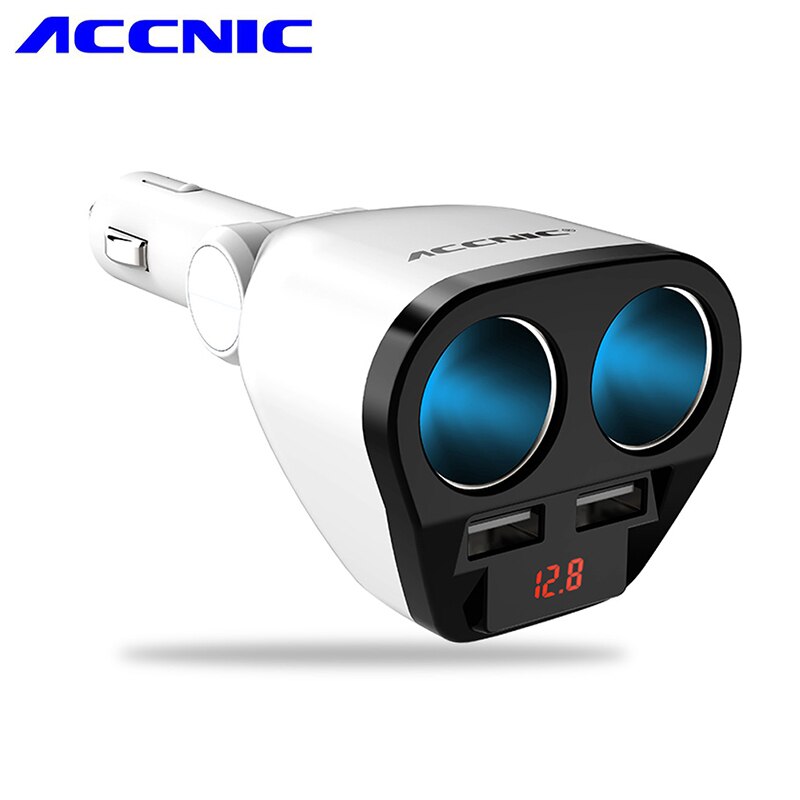 ACCNIC Auto Sigarettenaansteker 3 in 1 Dual USB Auto Voltage Diagnose Display 2 Sockets 12 v/24 v splitter Plug Voor iPhone Samsung