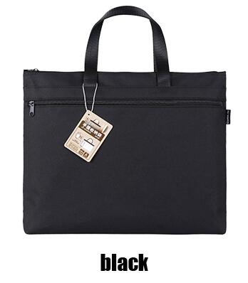 Deli 1pcs Waterproof File Folder Capacity Double Layers Document Holder Zipper File Bag with Handle Waterproof Canvas Handbag: A8160-2 black