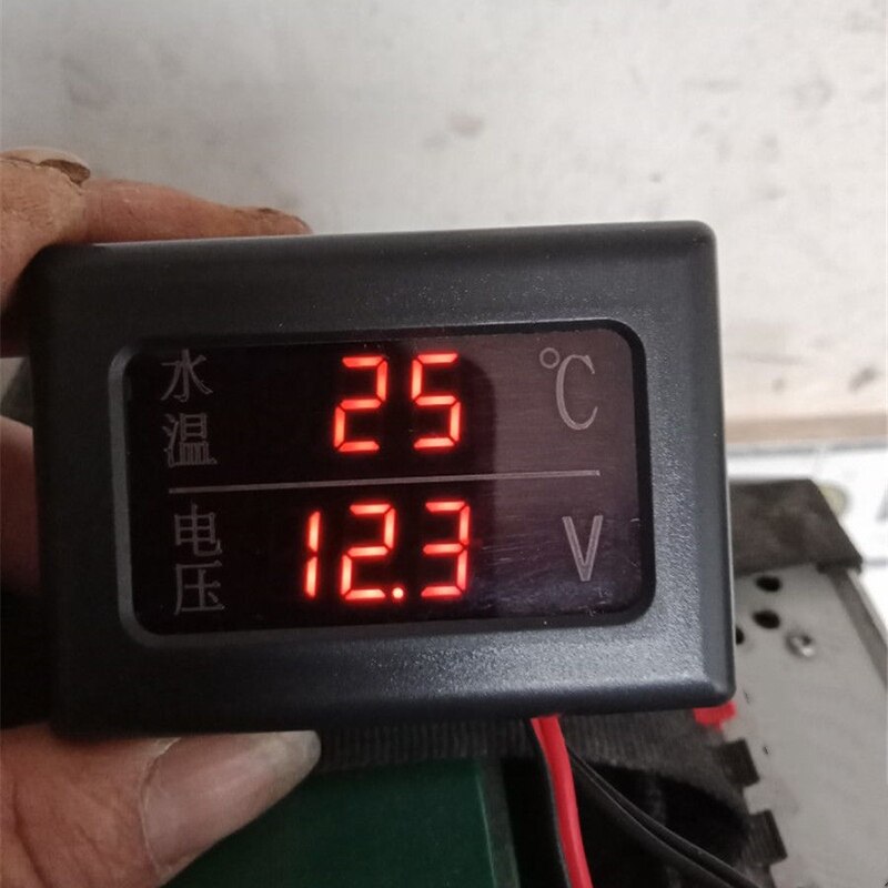 12V/24V Auto 3-Digit Lcd Digitale Display Voltmeter Water Temp Temperatuurmeter