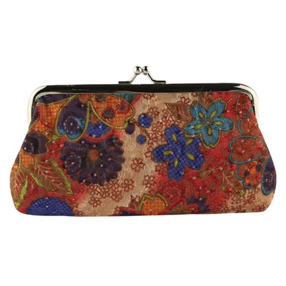 Vrouwen Portemonnee Dames Retro Vintage Bloem Kleine Coin Wallet Hasp Purse Clutch Bag Kleine Pouch Bozuk Para Cuzdan a40: Oranje