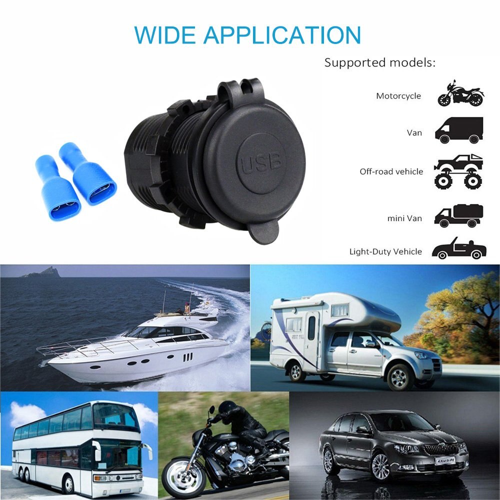 Dual USB Charger Socket Power Outlet 2.1A & 2.1A for Car Boat Marine Mobile (4.2A-Blue)