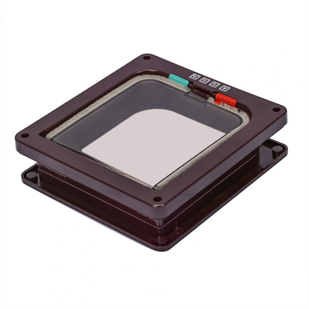 White Pet Door Smart Brown Pet Locking Cover Useful Pet Cats Door Flap: Brown / L