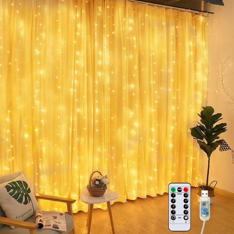 LED Kupfer Draht Vorhang Lichter USB Energie Gebühr Fernbedienung Girlande LED-leuchten Weihnachten Dekoration Girlande Fenster Beleuchtung Saiten
