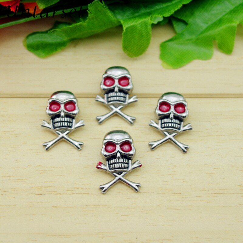 10 pcs 15*25mm horrible skull strike op klinknagels met cap metalen kledingstuk spikes en studs punk rock antieke patch DIY lederen ambachten