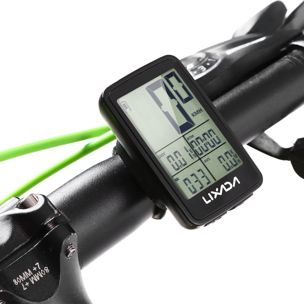 Lixada USB Rechargeable Wireless Bike Cycling Computer Bicycle Speedometer Odometer Backlight LCD Display 120mAh Lithium Battery