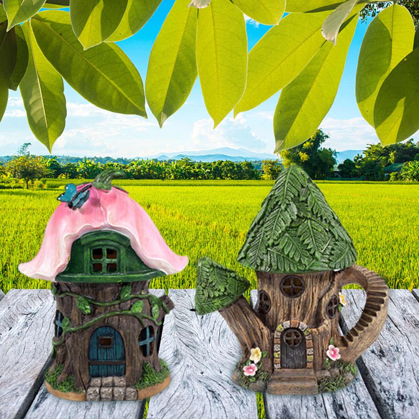 Home Courtyard Garden Statues Decoration Solar House Balcony Decoration Sculptures Ornaments Home Festivals