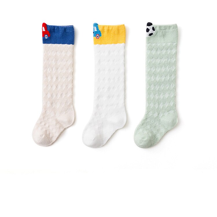 Girls Knee Baby Stockings Kids Summer Mesh Cartoon Baby Stocking Cotton Soft Elastic Girl Child Stocking Breathable Knee: Black / 12-24M