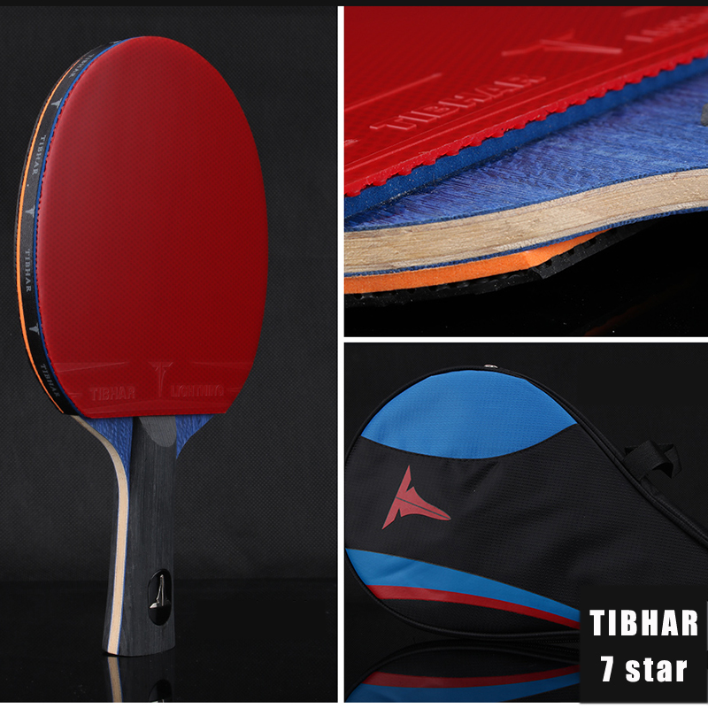 TIBHAR Table Tennis Racket 7 Star High Sticky Rubber Ping Pong Rackets Pimples-in Pingpong Bat Paddle with Random Color Bag