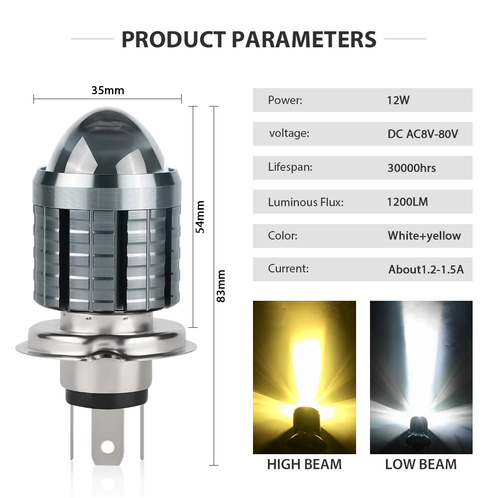 Faros LED H4 para motocicleta, faros LED H6 BA20D Hi Lo beam para Moto, lámparas LED para motocicleta 3000K 6000K, faro delantero para Moto