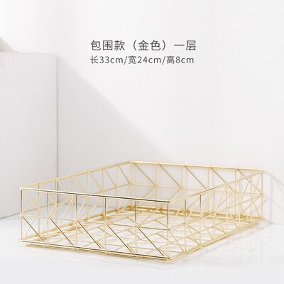 Rose Gold Wrought Iron Storag Rack Magazine Book Holder Stand Metal Baskets Office Desktop File Organizer Cosmetic Storage Box: Y