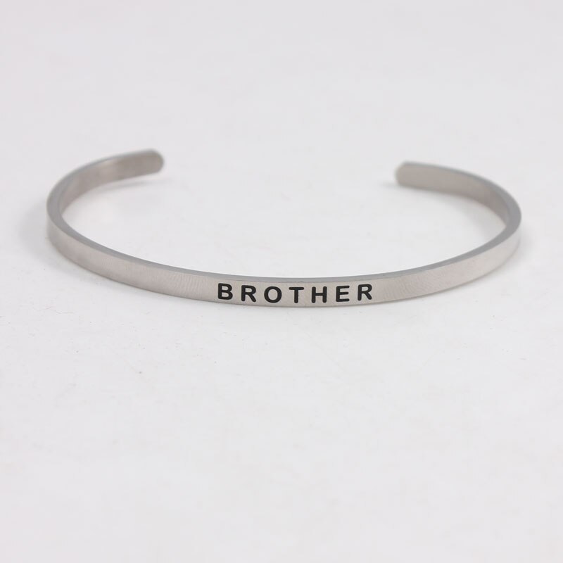 Neuheiten BROTHER Edelstahl Inspirational Positive Zitieren Manschette Mantra Armbänder & Armreifen Für Frauen Beste: BROTHER