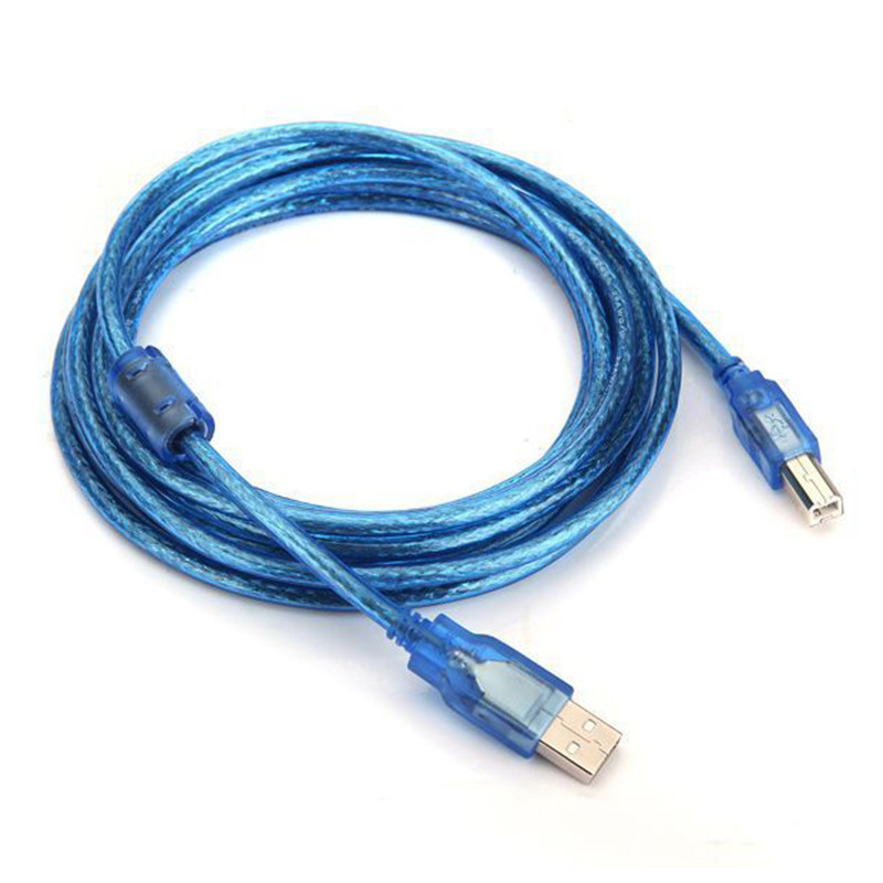USB2.0 Extension Print Cable usb2.0A Male to B Male Digital cables for Scanner Printer HDD High Speed Transparent Blue