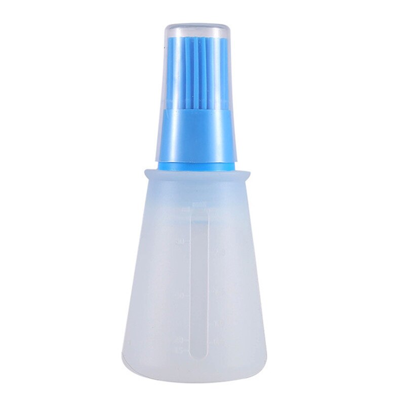 Botella de aceite para barbacoa con cepillo, dispensador de aceite de silicona para hornear, herramientas para asar a la parrilla, pinceles de cocina: Azul