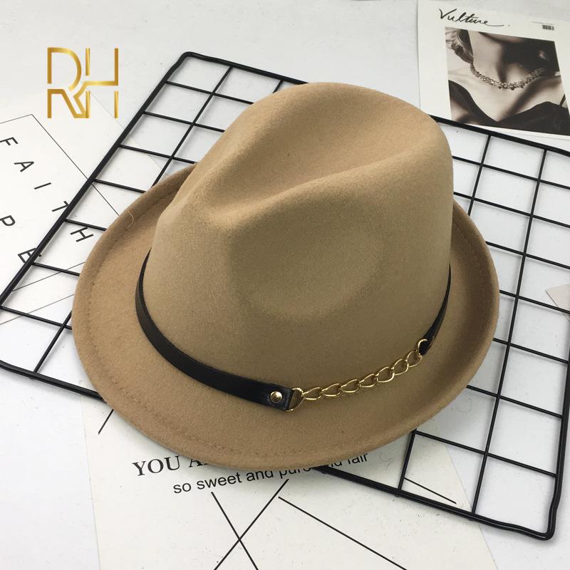 Filcowe czapki zimowe męskie fedora wełna jazzowy kapelusz jesień moda Fascinator klasyczny męskie filcowy kapelusz kobiety cylinder RH