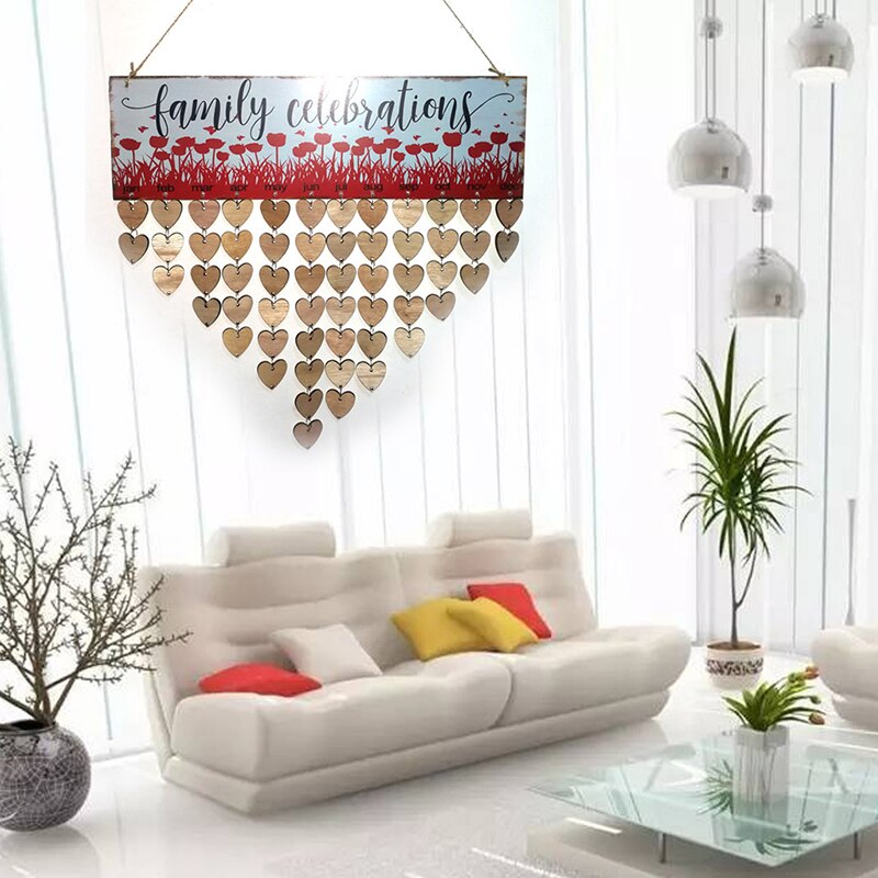 DIY Wall Calendar Happy Birthday Printed Wooden Calendar Sign Special Dates Reminder Board Home Hanging Decor Wood Calendar
