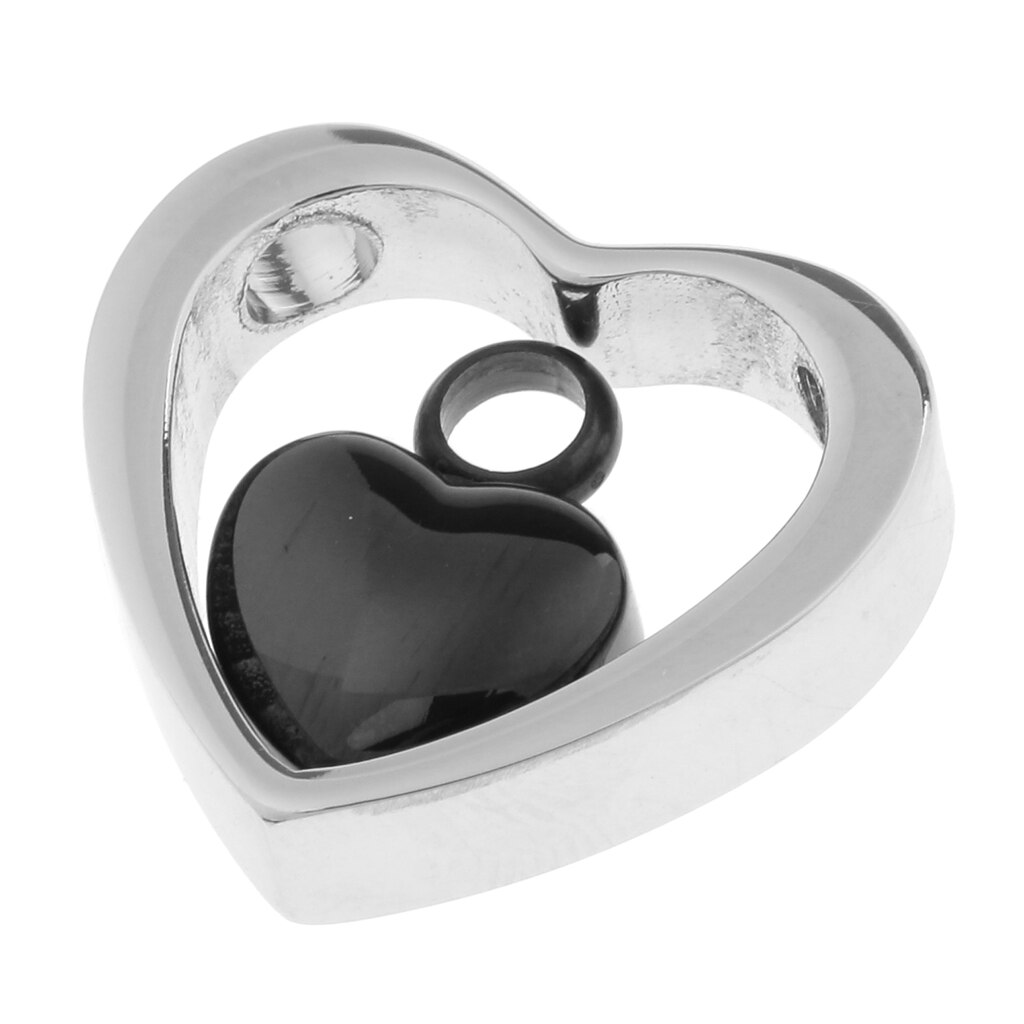 Stainless Steel Double Heart Cremation Urn Pendant Ash Keepsake