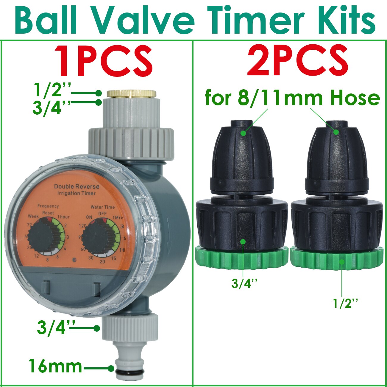 Garden Ball Valve Water Timer Double Dial Automatic Electronic Watering Timer Home Garden Irrigation Irrigator Controller System: Light Grey