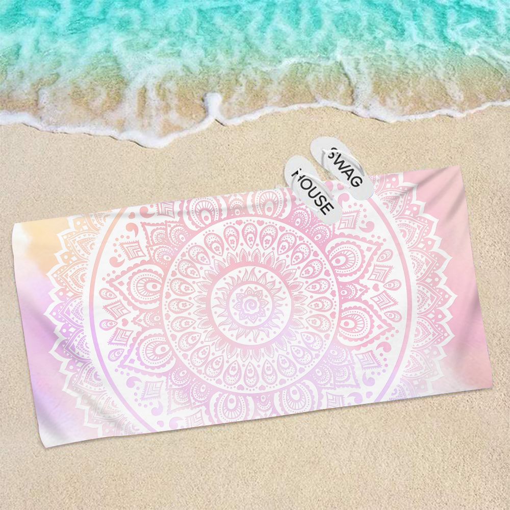 70*140 Boho Mandala Surf Poncho Microfiber Badhanddoek Strand Handdoeken Snel Droog Strand Mat Volwassen Strand Handdoeken Vrouwen bloemen Cover Ups: ST-XCMTL01-19