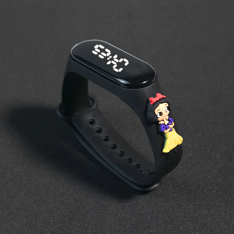 Elektronische digitale LED-Anzeige Uhren Cartoon Uhren Kinderuhr wasserdicht Kinderuhren: Black