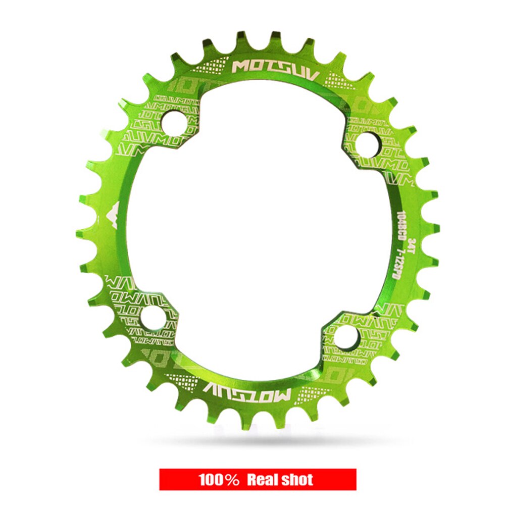 Motosuv redondo estrecho ancho motoring MTB bicicleta de montaña bicicleta 104BCD 32T 34T 36T 38T plato de dientes partes 104 BCD: Green Oval / 34t