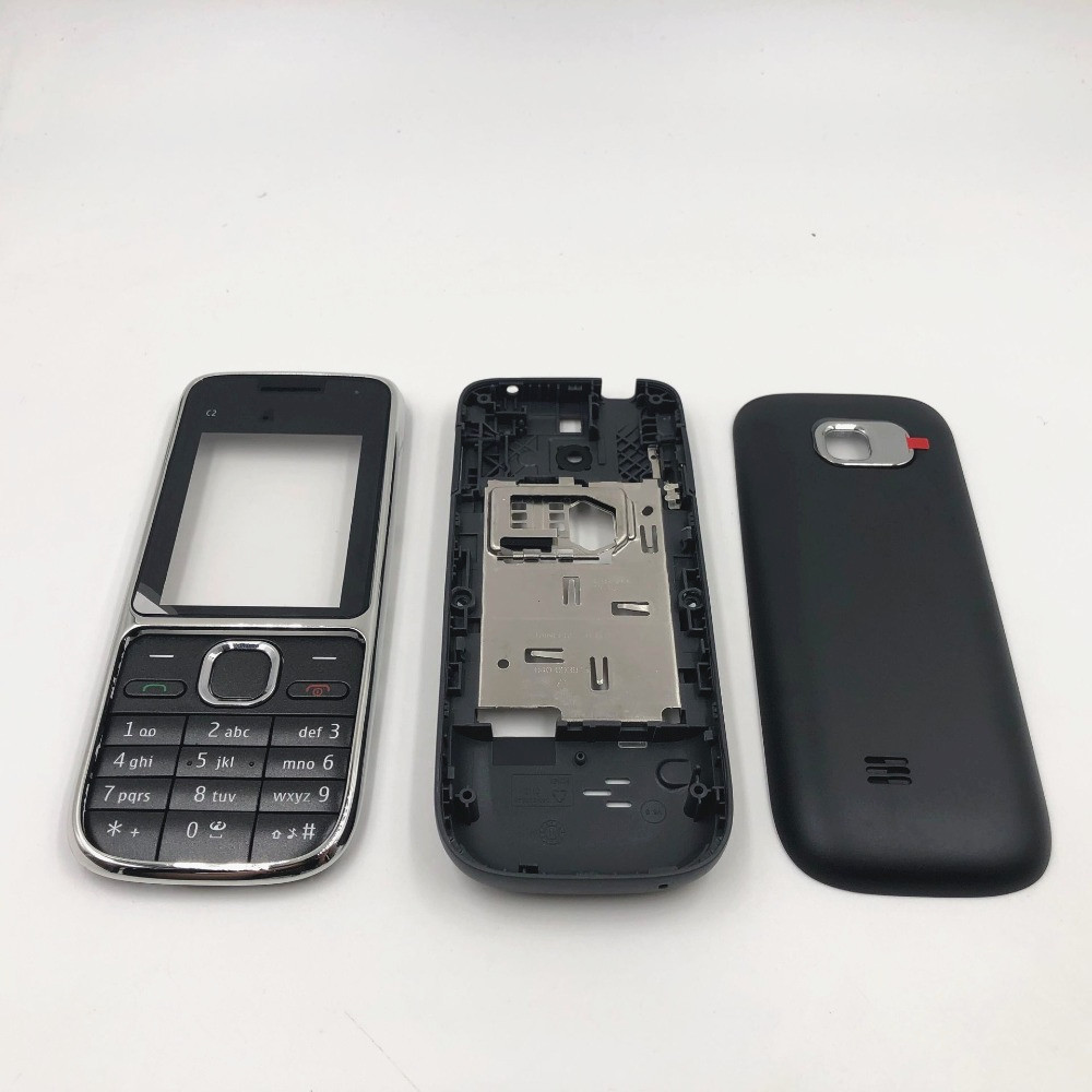 Phone Case for Nokia C2-01 - Full Housing Cover with English/Arabic Keyboard + Logo