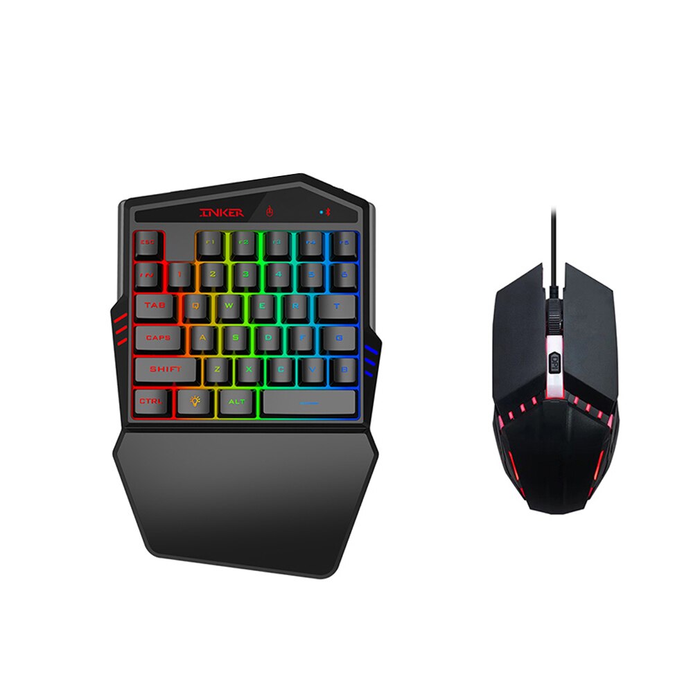 HXSJ-teclado ergonómico y ratón K99, conjunto de ratón de juego de una mano, 35 teclas, BT4.2, teclado inalámbrico para PC