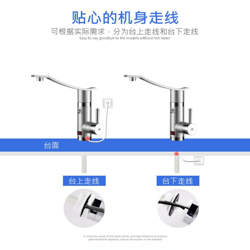 Instant Water Heater Faucet Tankless Heaters Kitchen Water Tap Bathroom Heating Electric 220v Stainless Steel Shell