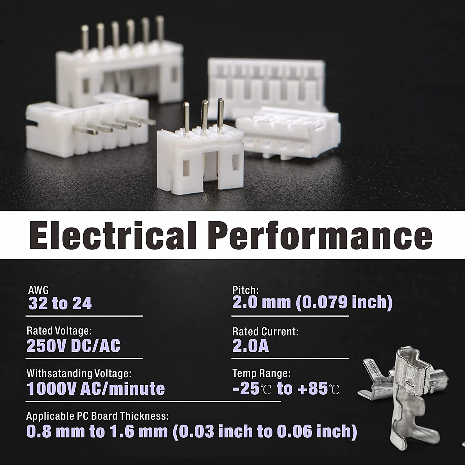 JST – Kit de connecteurs mâles et femelles XH2.54 PH2.0, avec fiches à 2/3/4/5/6 broches et câbles terminaux
