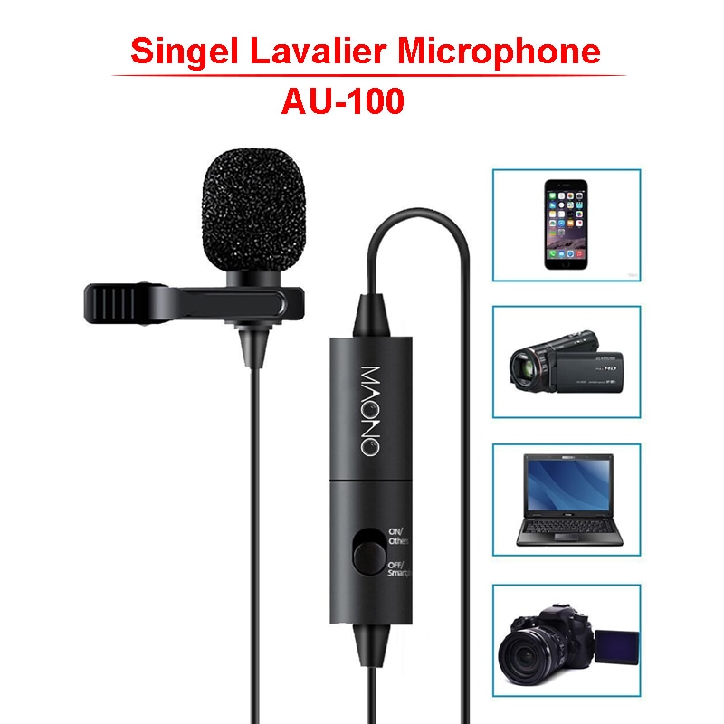 MAONO Dual Lavalier Microphone HandsFree Clip-on Lapel Microphone Mini Collar Condenser Mic for Camera DSLR Phone PC Laptop: AU-100