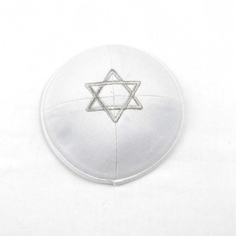 stjerne av david kippot kippa kippah kipa 15cm bomull jødisk yarmulke luer lue hodeskalle lokk: 1 hvit