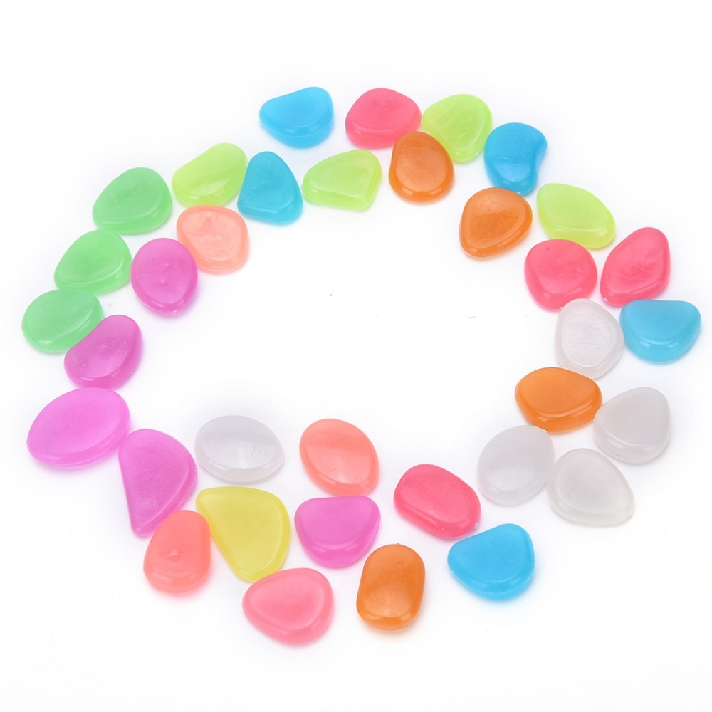 50Pcs/lot Luminous Aquarium Fish Tank Decoration Stone Glow In The Dark Stones Green Ornaments Garden Outdoor Pebble Rocks