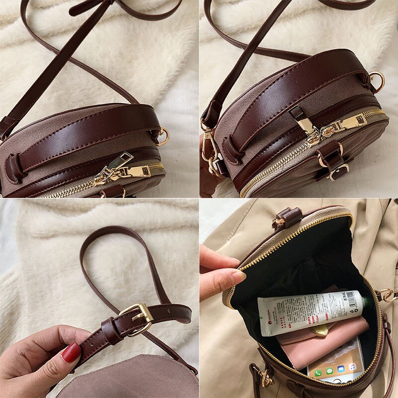 Sac à main rond en cuir PU pour femmes, à épaule, petits sacs à épaule, Mini fourre-tout,