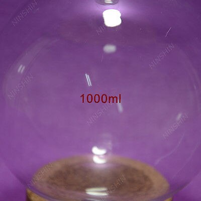 Een Hals, 1000 ml, 24/40, Ronde Bodem Glazen Kolf, 1L, 1 Hals, Lab Fles, zware Muur