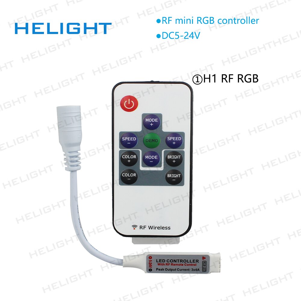 Mini rf langaton led-himmennin kaukosäädin mini rf rgb ohjain yhdelle/rgb värilliselle led-nauhalle 5050/3528/5730/5630/3014