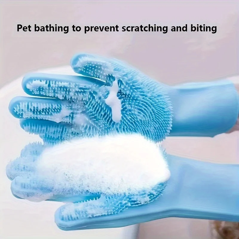 Poetshandschoenen Voor Het Verzorgen Van Huisdieren Hond Kat Baden Shampoo Handschoen Magie Afwassen Cleanner Spons Siliconen Ontharingshandschoen