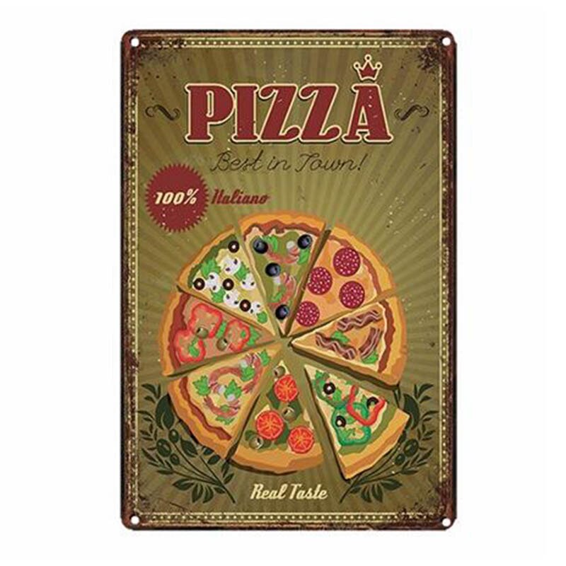 Pizza kyltti pizza ravintola ravintola retro peltimaalaus vintage metallikuva seinäkoristelu amerikkalainen minimalistinen tyyli: 12