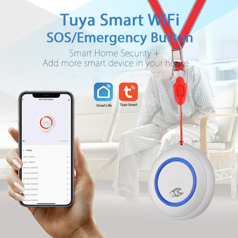 Tuya wifi SOS Geschmack tragbare ältere Notfall Alarm Geschmack mit seil echtzeit drücken-Alarm zu APP Einfache bedienung ein-schlüssel Alarm